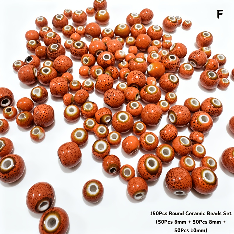 Mixed Size Colorful Glazed Round Ceramic Beads for Jewelry Making