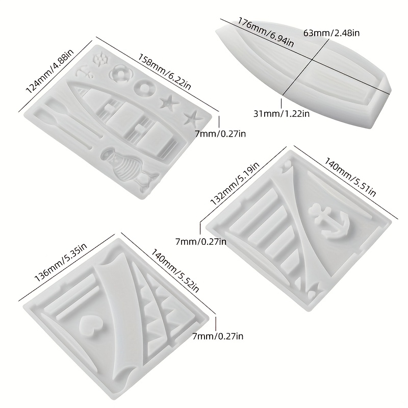 Image of Diy Resin Silicone Jewelry Molds 4pcs/set Boat-shaped Candle Holder Epoxy Resin Molds Diy Sail Assembly Molds Handmade Plaster Marine Navigation Ornaments Molds Home Decoration Making Supplies