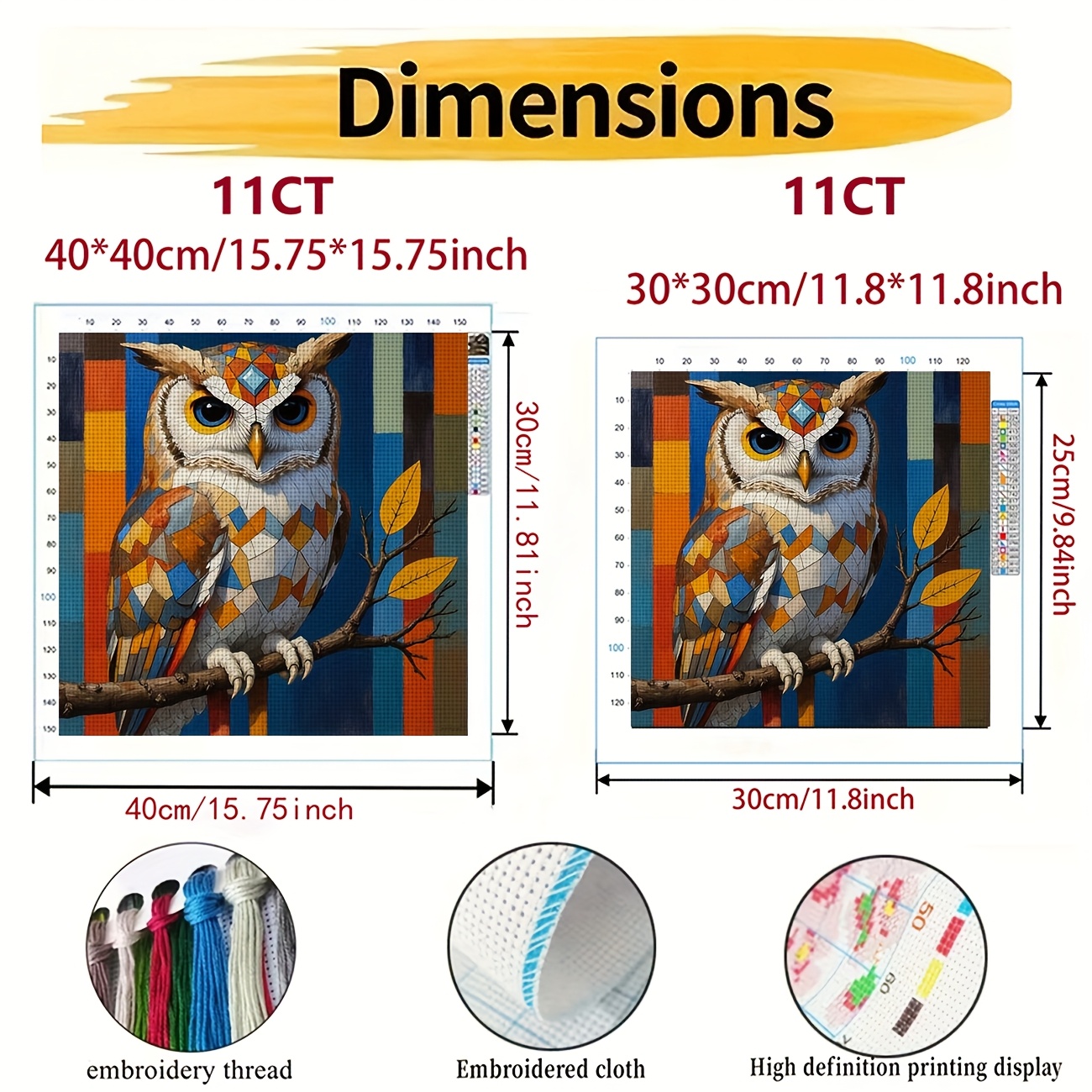 Colorful Owl Design Cross-Stitch Kit for Beginners