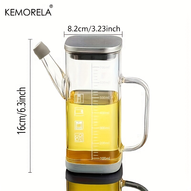 E-shop KEMORELA 700ml Olivenöl Spender Flasche, Tropfsicherer Küchenglasbehälter, Auslaufsicherer Präzisionsöl-Einlauf, Geeignet zum Kochen von Salaten
