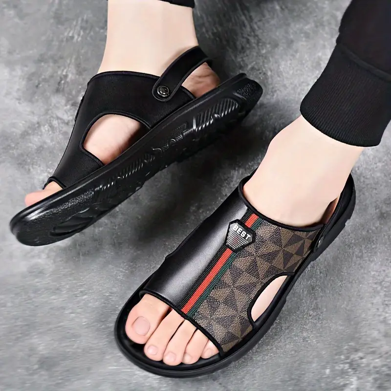 mens vintage open toe breathable sandals comfy non slip durable casual beach water shoes for mens outdoor activities details 3