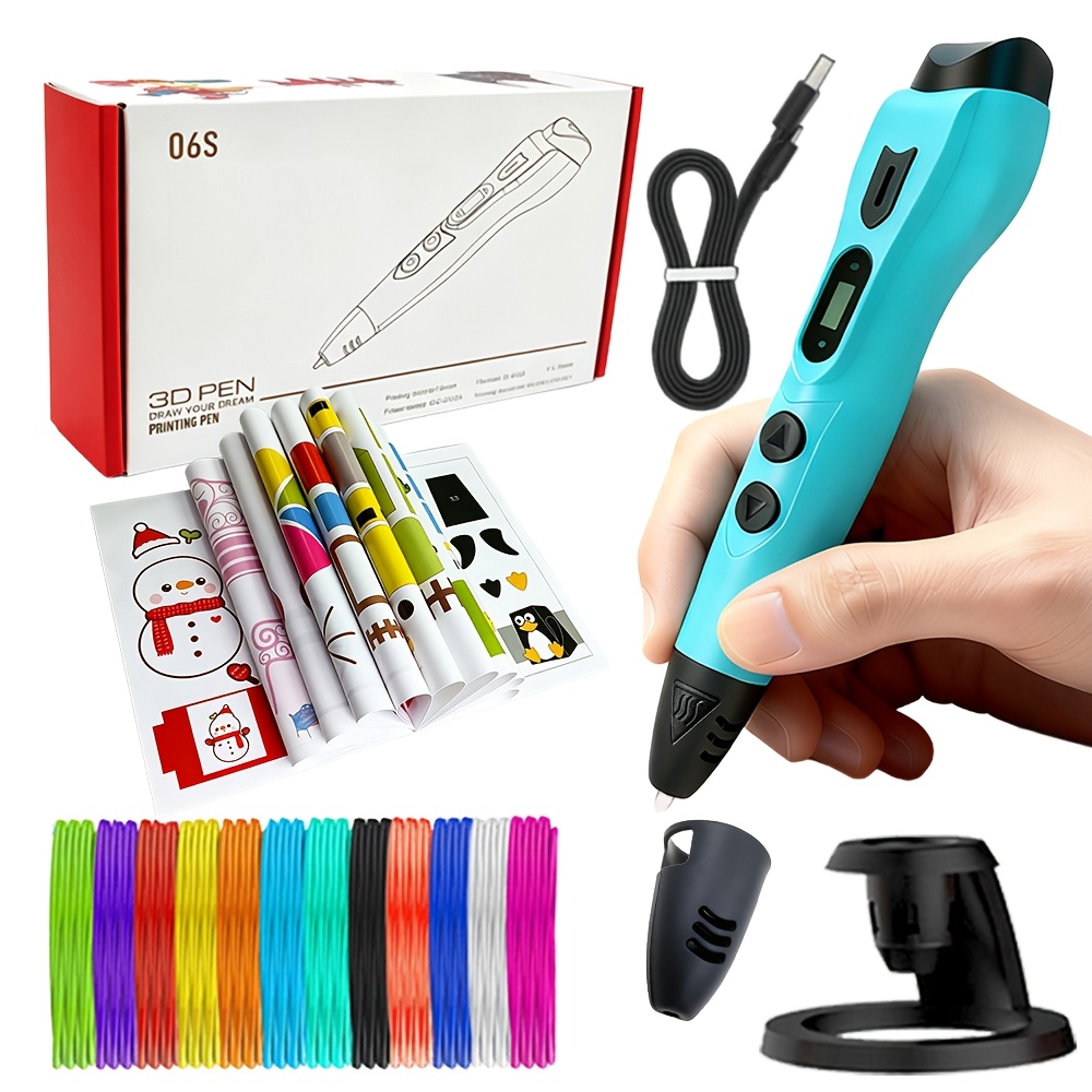 TEMU 3dlnk Upgrade 3d Printing Pen, Smooth Extrusion, Complete Setup, 22 Pattern Books, 12 Colors Pla Filament, Portable Bag And Box Packaging