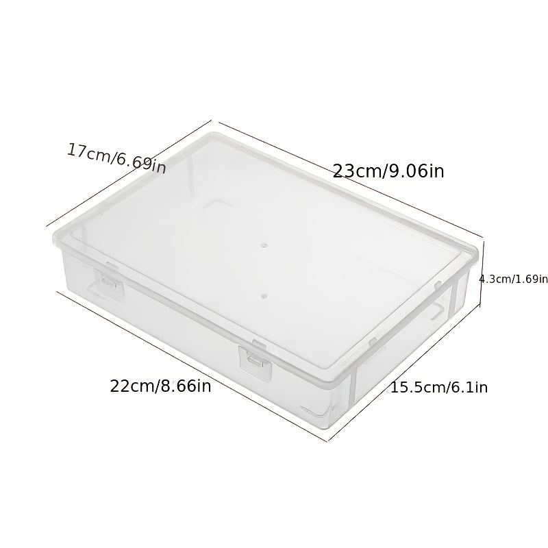TEMU 1pc Transparent A5 Stackable Plastic File Storage Box - Large Capacity Desktop Cable Organizer Box With Dust-proof Lid, Storage Organizer For