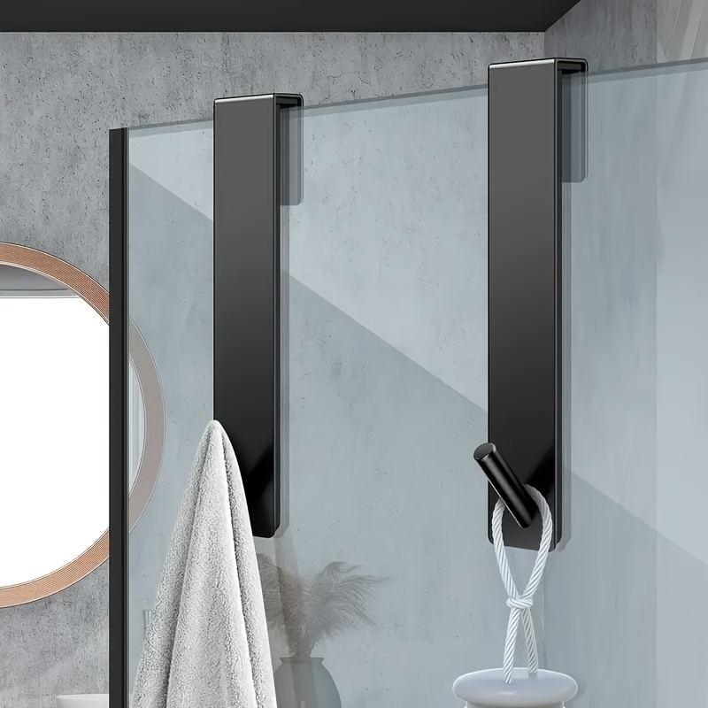 2pcs Heavy-duty Stainless Steel Door Hook, 7-inch Extended Shower Door Towel Rack, Suitable For Frameless Glass Doors- Bathroom Additions