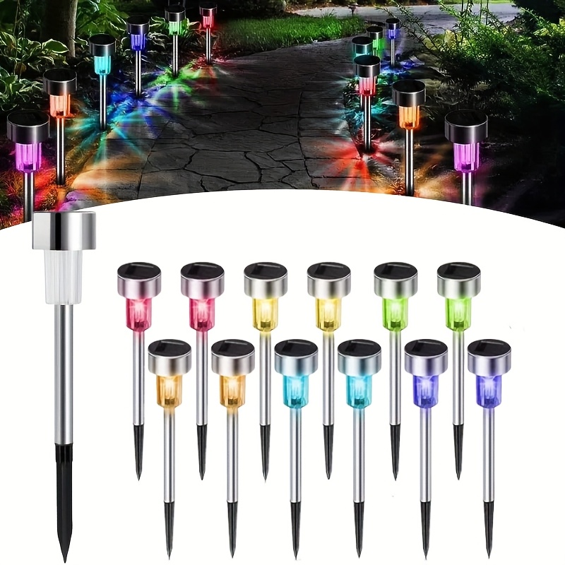 

10pcs Solar Led Stick Lights, Stainless Steel Outdoor Landscape Lighting - & Warm White Options, Ideal For Gardens, , Patios, Lawns, - , Holidays, Parties, Bbqs, Outdoor Solar Lights