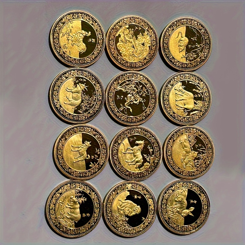 Gold Zodiac Coin store Set (12Pcs)