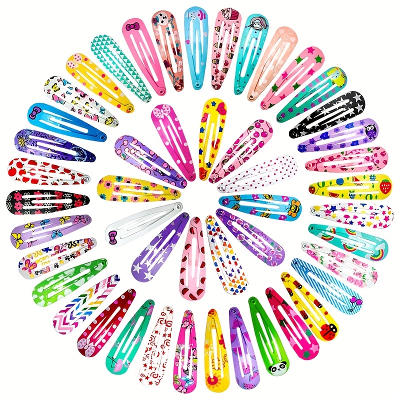 100pcs cute     hair clips oval alloy hair accessories with colorful cartoon designs random assorted colors for women easter everyday use whimsical hairpieces   hairpins durable hairpins quality   Product details 4