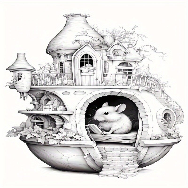Deluxe Mouse Coloring Book 22 Pages Relaxing Art & Craft Activity