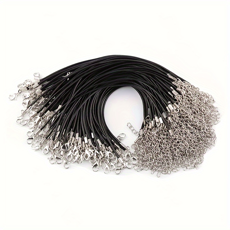 

10pcs Adjustable 17cm/6.7in Black Leather Bracelet Cords With Lobster Clasp For Diy Jewelry Making, Retro Pendant Necklace Cords Supplies
