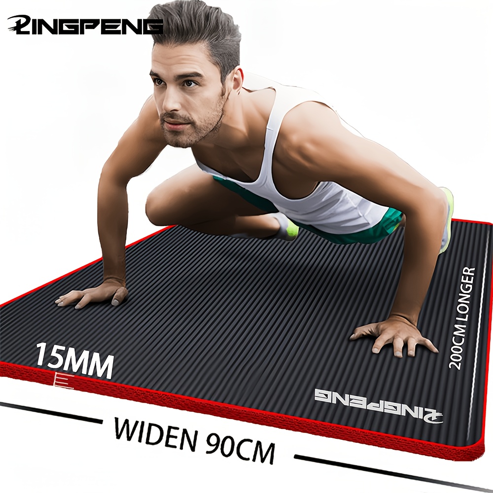 LINGPENG Men's Fitness Mat for Beginners, Extra Thick, Wide, and Long Non-Slip Yoga Mat for Home Use