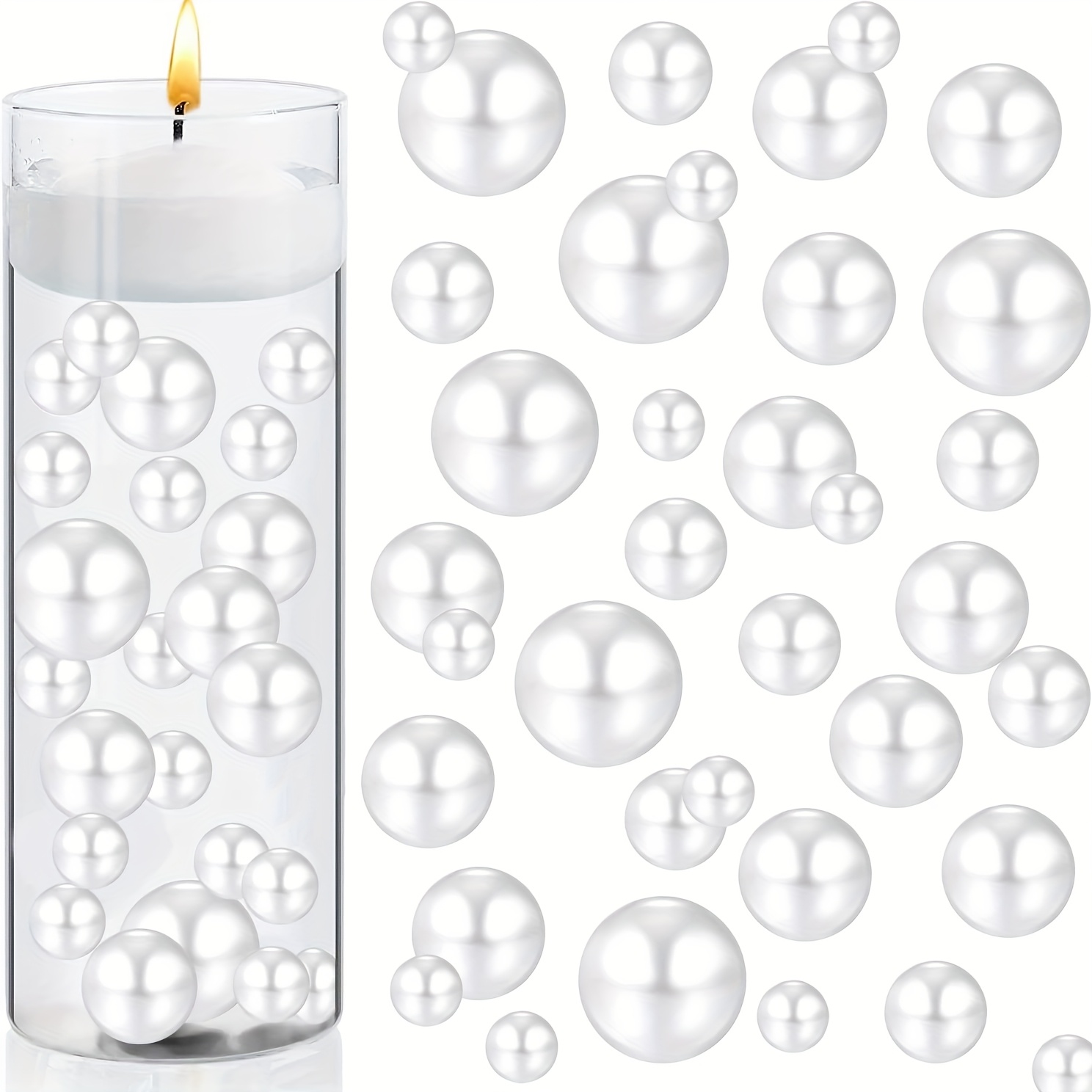 E-shop 665 Stück Große & Kleine Perlen für Vasenfüllungen - 5/8", 12mm & 16mm Perlen in Bulk, Hochzeitsdekorationen, Party-Vasenfüllungen, Elegante
