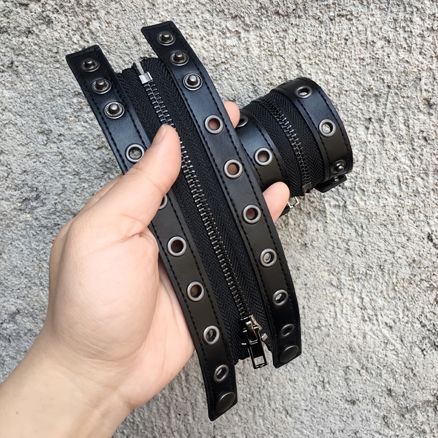 Gothic PU Wide Bracelet, Punk Rock Style for Couples