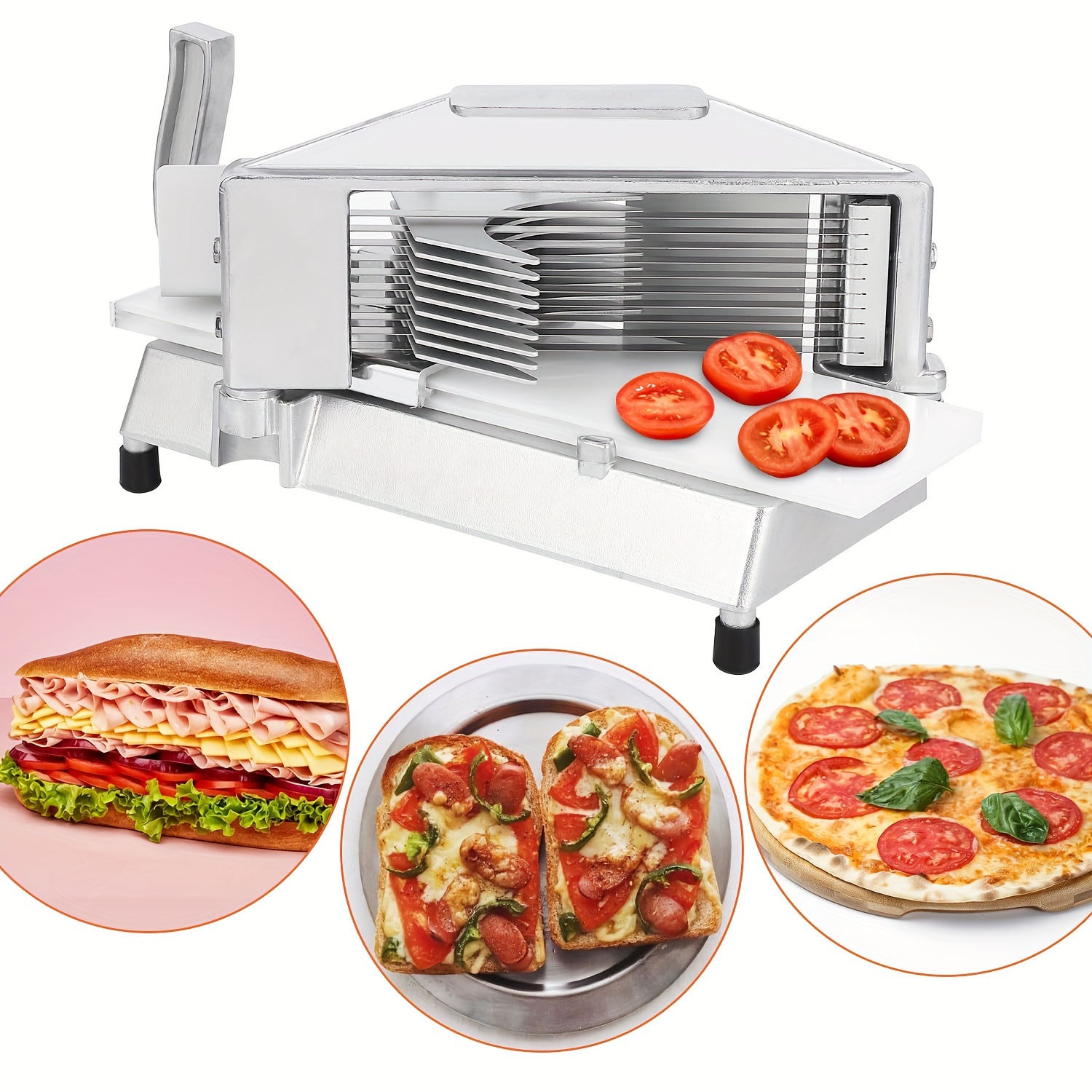 

Commercial Tomato Slicer, 1/4" Heavy Duty Tomato Slicer Tomato Cutter With Built-in Cutting Board For Home Or Restaurant Use