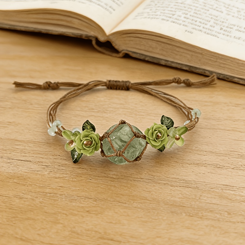 Forest Style Crystal Floral Wreath Bracelet
