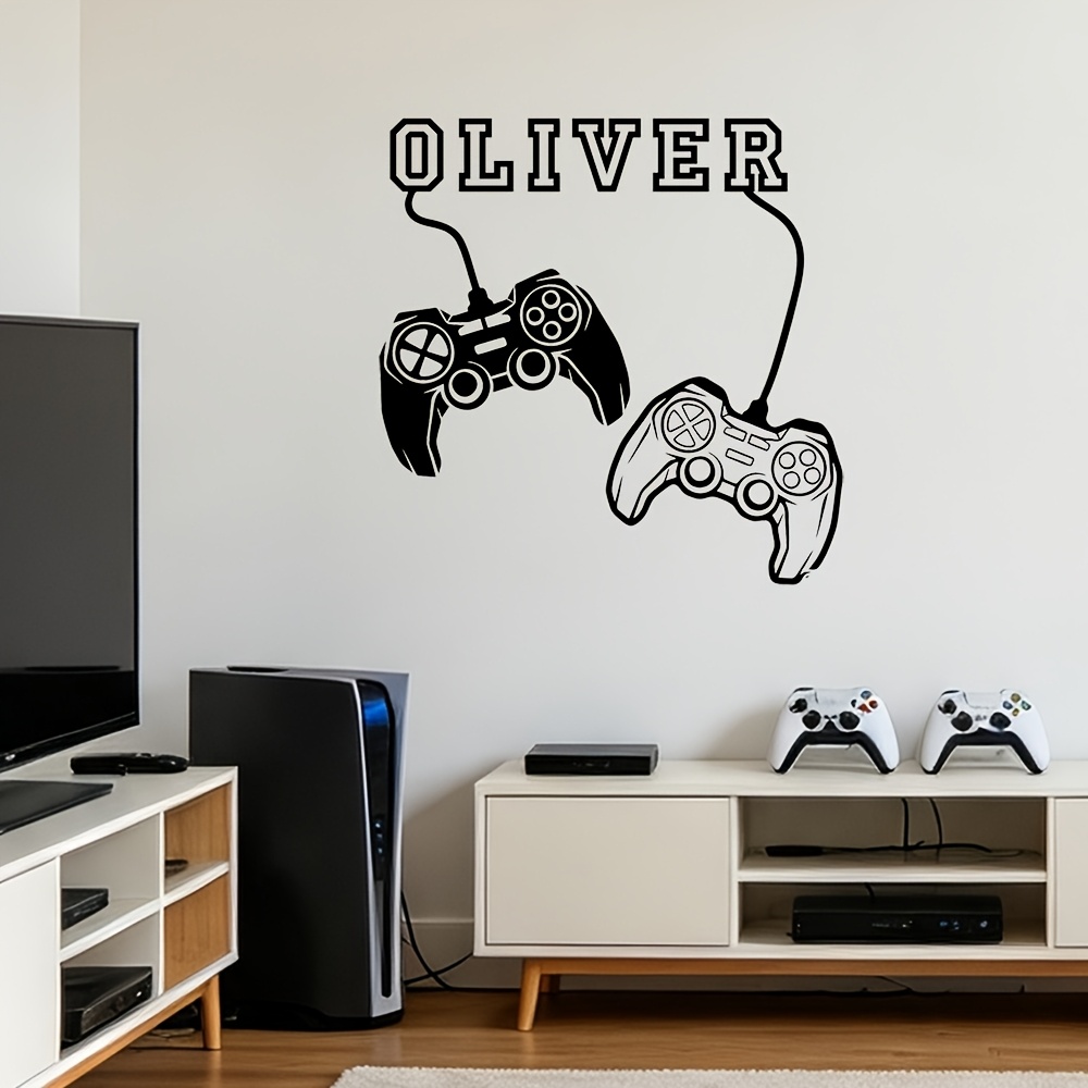 TEMU Autocollant mural personnalisé pour de jeu, sticker mural personnalisé avec nom pour salle de jeux, art mural en vinyle pour chambre d'enfant