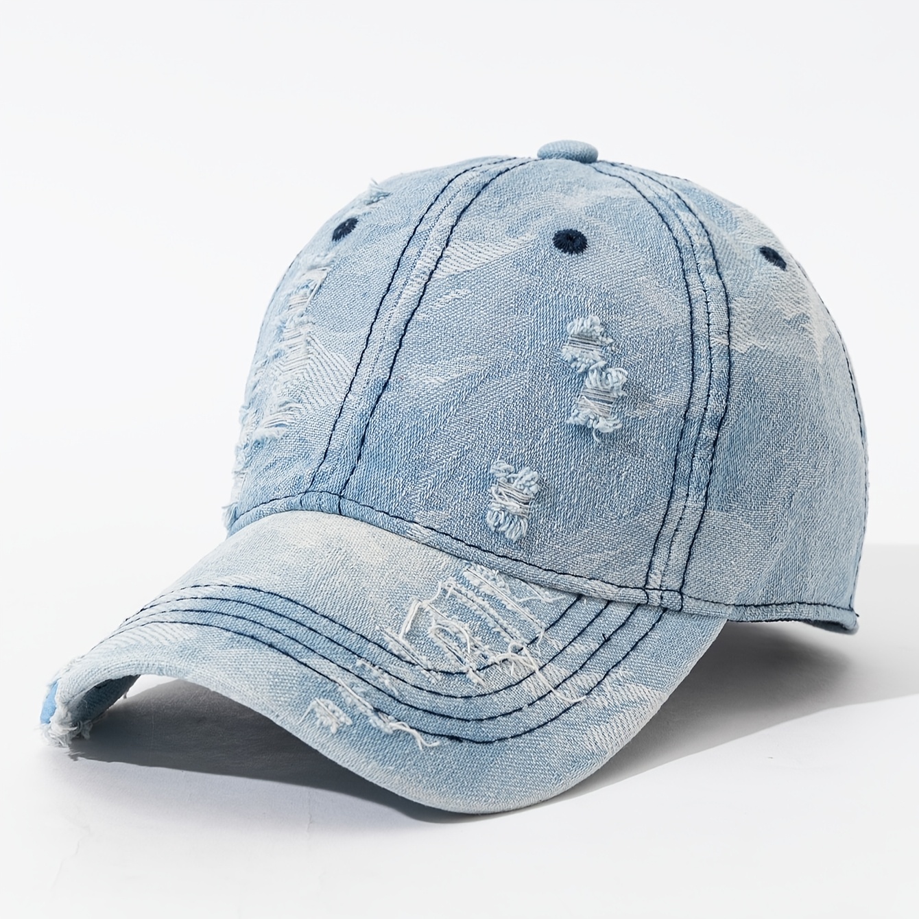 1pc vintage distressed denim color gradient washed baseball  display picture 1
