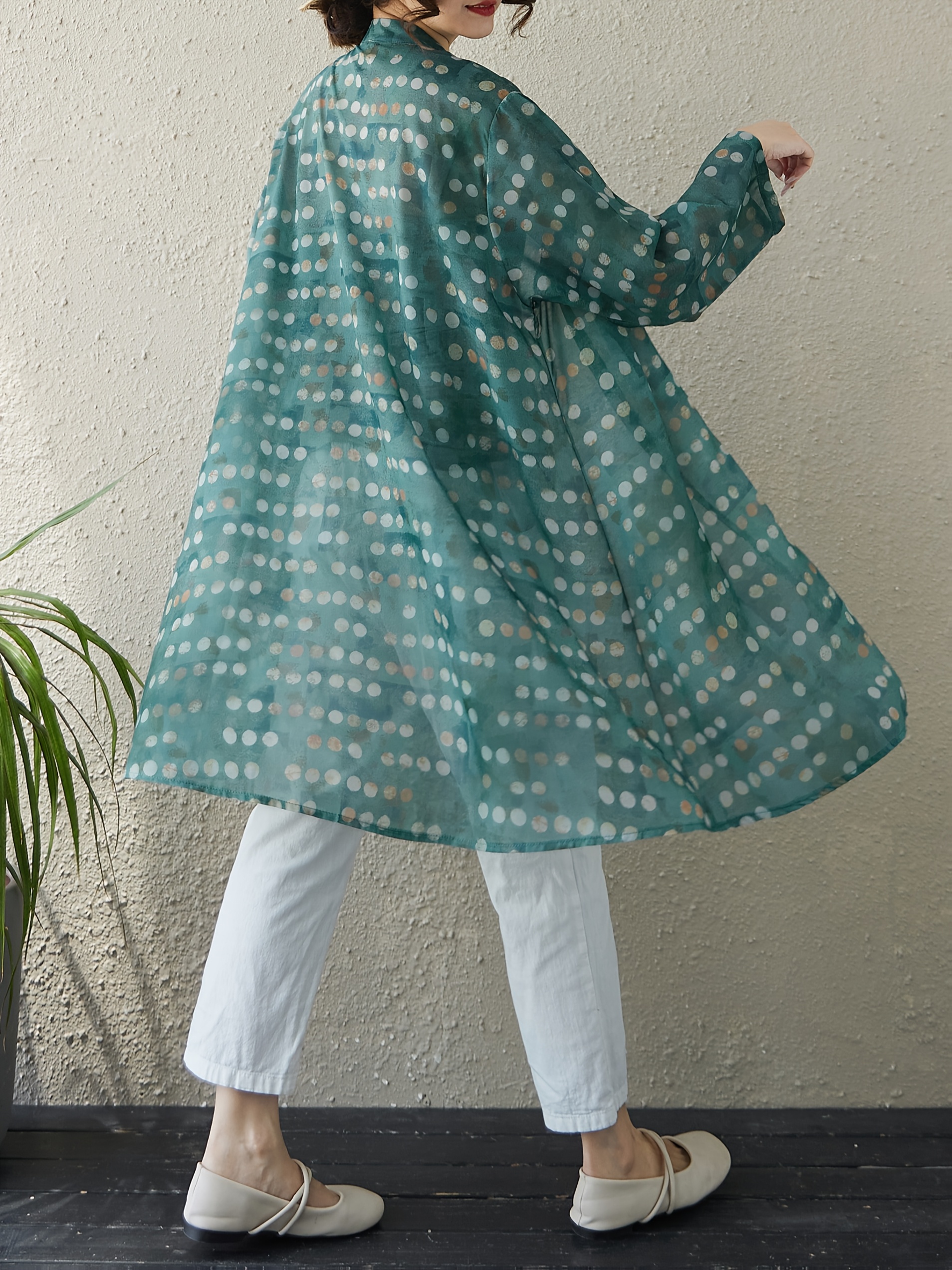 plus size women's plus size lightweight blue polka dot loose