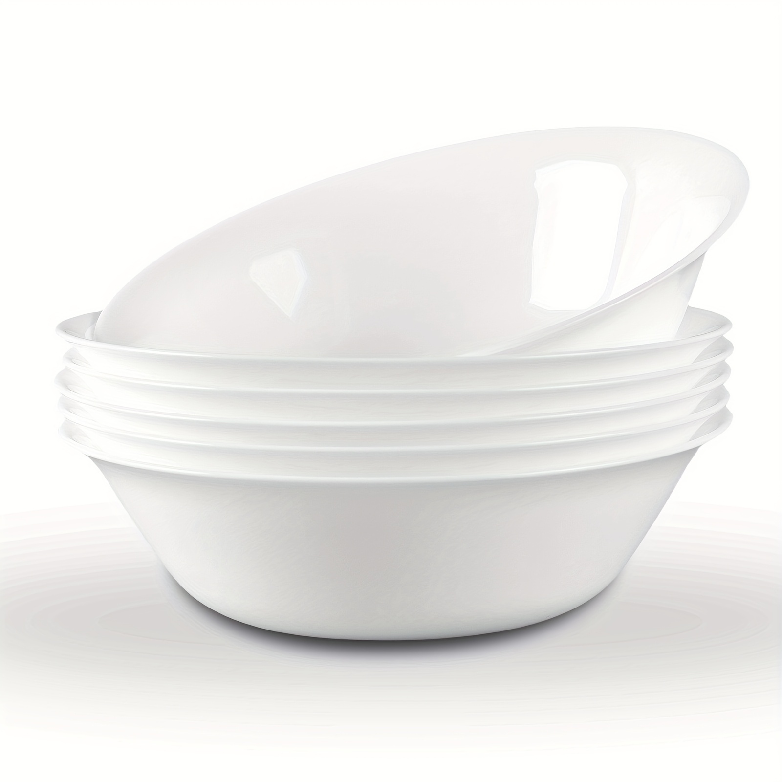 Image of 6pcs, 473ml(14-oz) Bowl Set, Lightweight Opal Glass Cereal Bowls, Microwave & Dishwasher Safe, Round Bowls For Rice, Breakfast, Soup, Desserts, Salad.