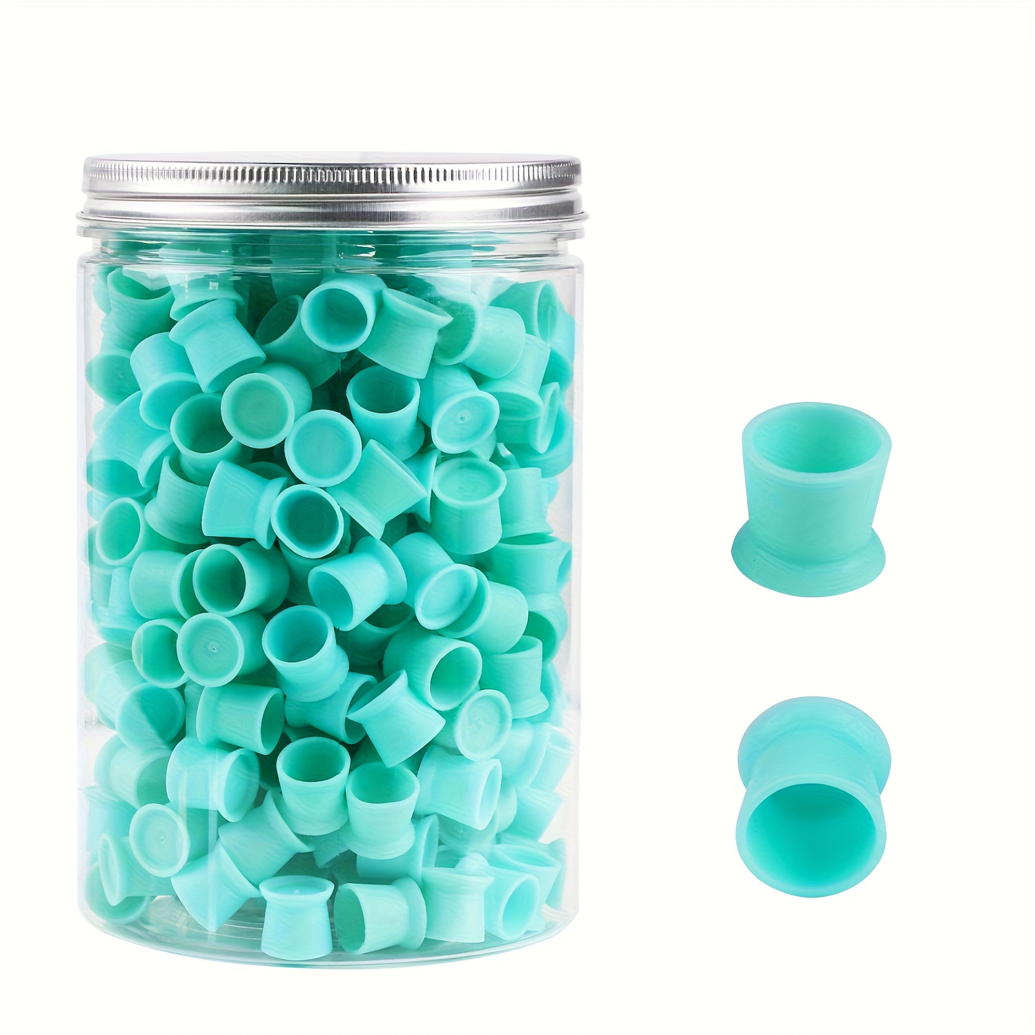 E-shop 300 Stk./Dose Tattoo Tinte Becher - Einweg Silikon Multicolor Tattoo Becher (Pink, Grün, Blau, Weiß, Gelb) mit Basis für Stabile Platzierung,