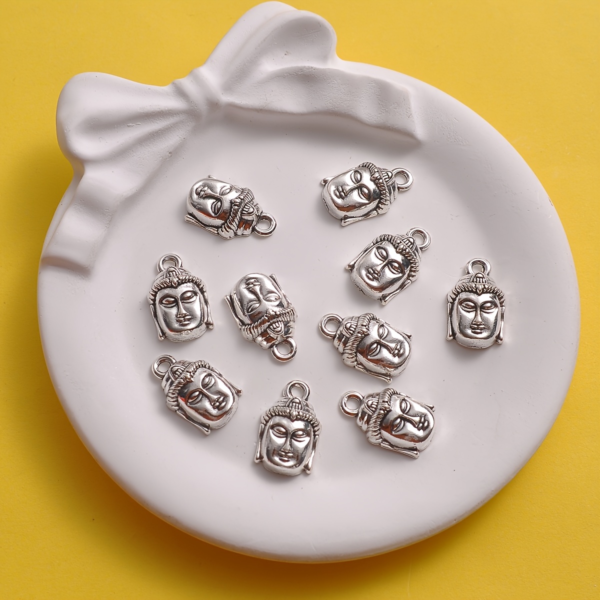 13pcs Mini Buddha Head Shaped DIY Accessory Set, Zen-Style Charms