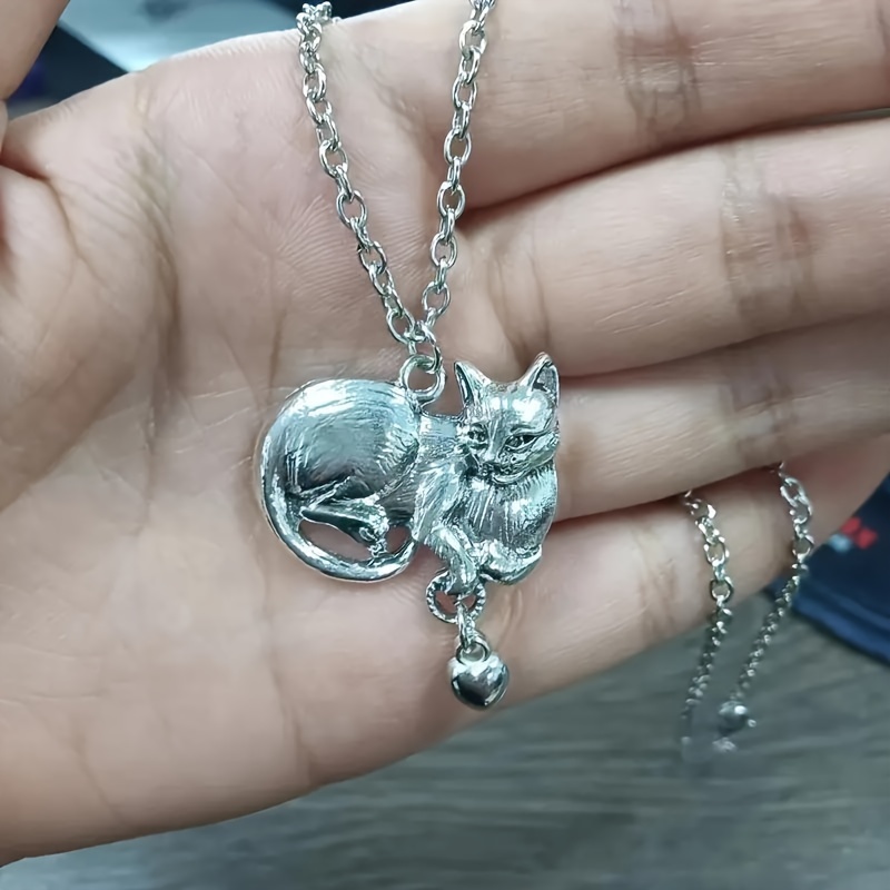 TEMU A Classical And Elegant Cat And Heart-shaped Pendant Necklace, A Gift Suitable For Daily Wear And Parties, Perfect For All .