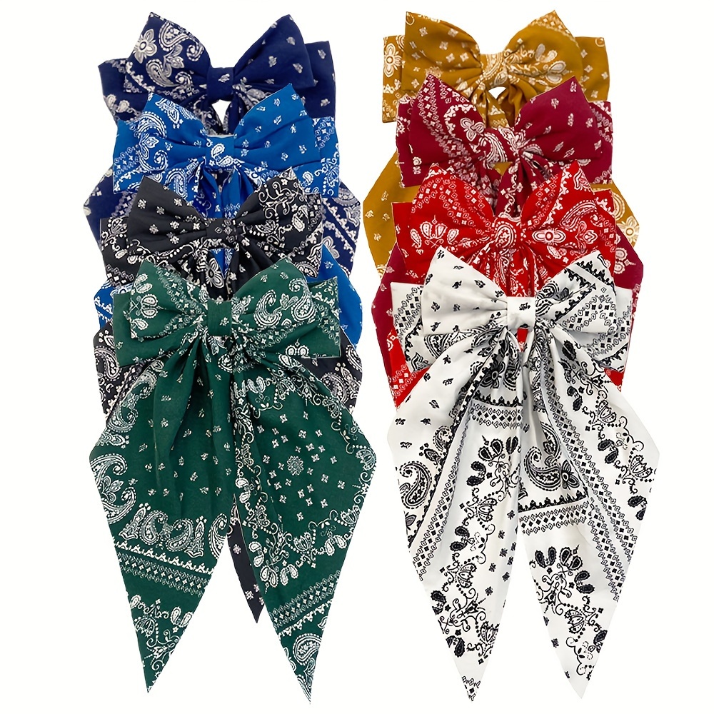 8pcs elegant minimalist bow tie hairpins set printed fabric bow hair accessories for women casual daily wear halloween festival hairpins Product details 0