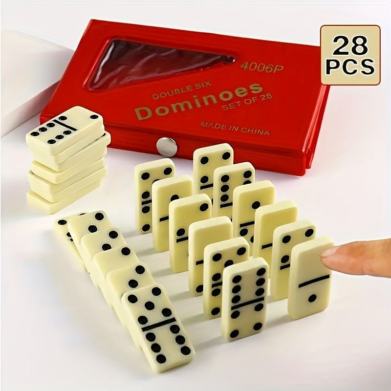 

28pcs Dominoes Chess Board Game Toys, Pvc Storage Box, Various Colors