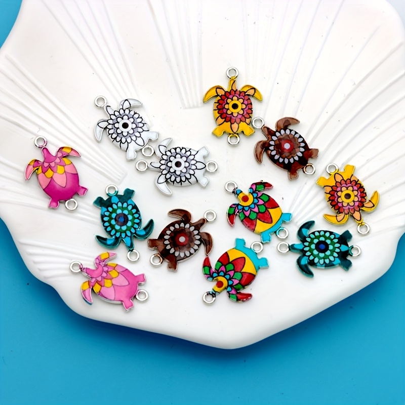 Image of Mix Small Business Supplies 6pcs/12pcs Enamel Color Silvery Connector Charm Pendant Golden Shark Connector For Jewelry Making Bracelet Accessories Diy Handmade Craft