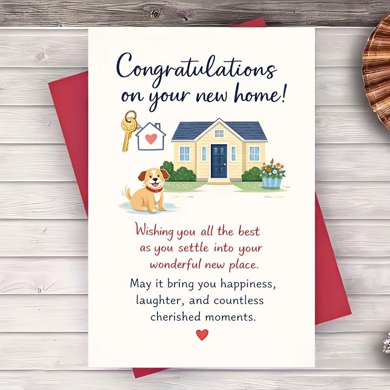 TEMU Congratulations Card Housewarming Greeting For Couples Pet Lovers Realtor Gift 2d Card Greeting Card