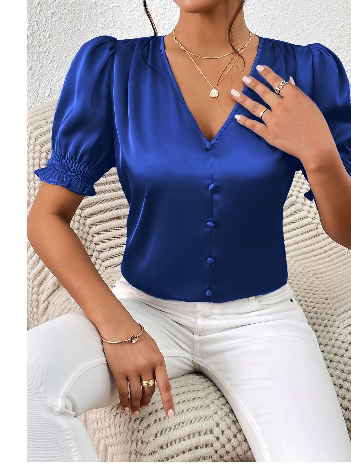 JMITHA Damen Satin Bluse ärmellos - Elegantes Tanktop Mit Knopfleiste Für Büro & Freizeit