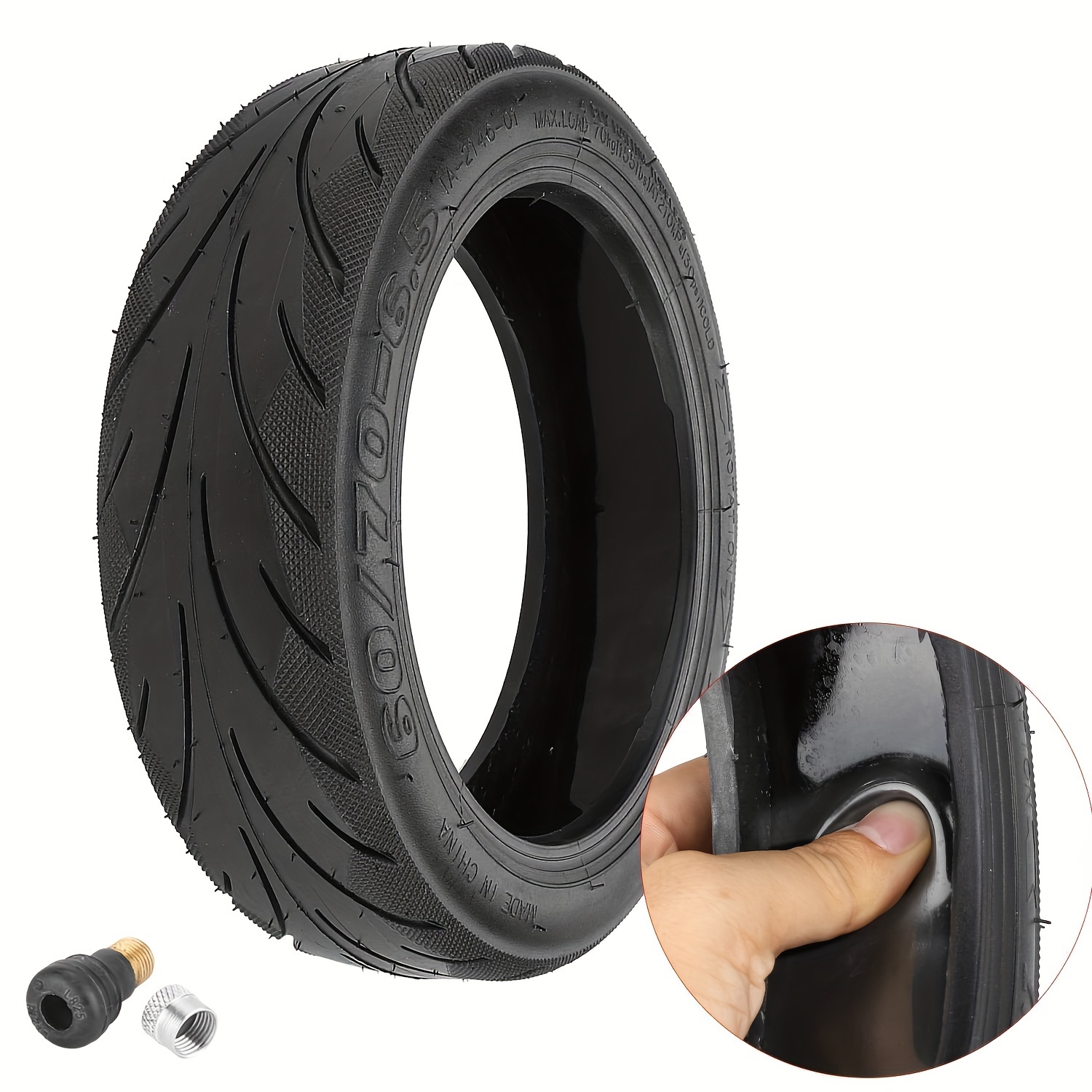 E-shop 60/70-6.5 Selbstheilende Tubeless-Reifen mit Ventil, passend für MAX G30/ 2/G30E 2/G30P/G30LP Elektroroller, -/Hintere Universale Ersatzreifen