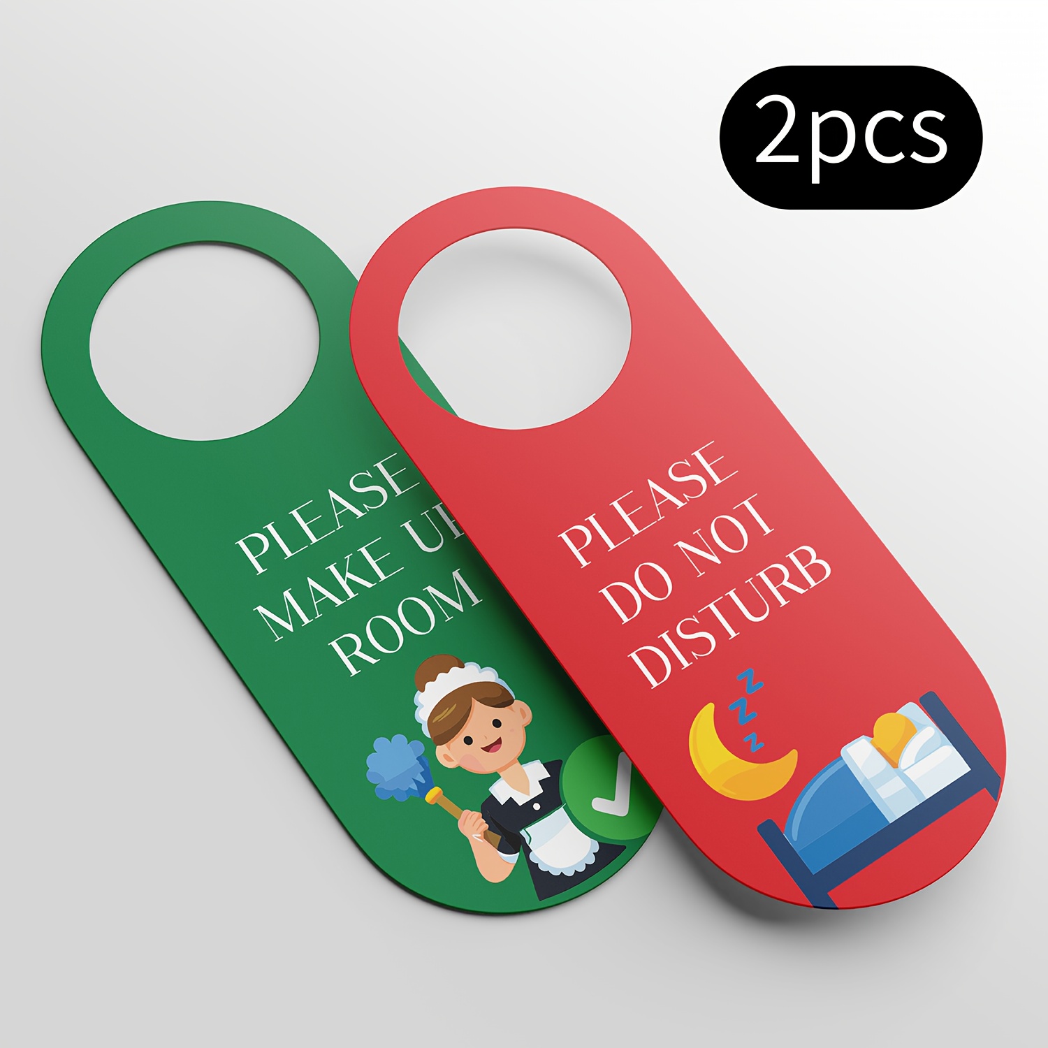 TEMU 2pcs Do Not Disturb & Please Make Up Room Signs | Pvc Double Sided Door Handle Tags For Hotel, Motel, , Contemporary Style