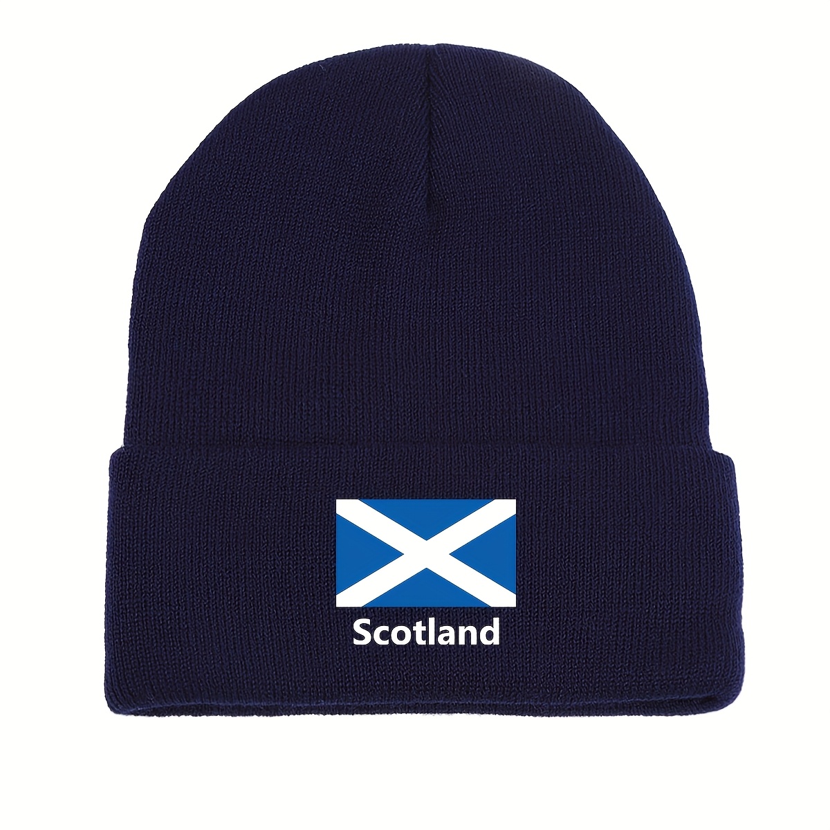 TEMU Scotland Flag Beanie Hat - Thermal Windproof Knit Cap With, Lightweight Winter Skull Cap For Men, - In Red, Navy, Gray, White, Brown, Blue -