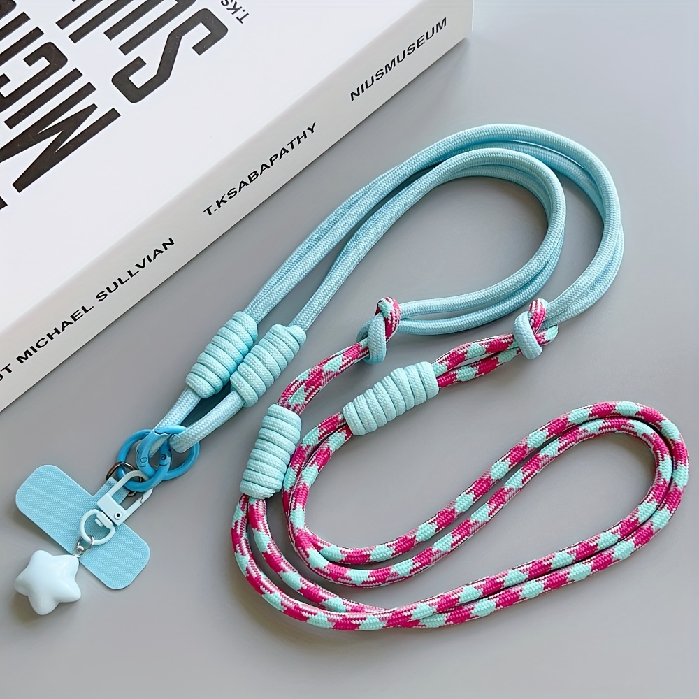 TEMU 1pc Long Crossbody Phone Lanyard With Star Charm, Crossbody Strap | Neck Strap | Wrist Strap | Hand Strap, Adjustable Anti-theft Color-block