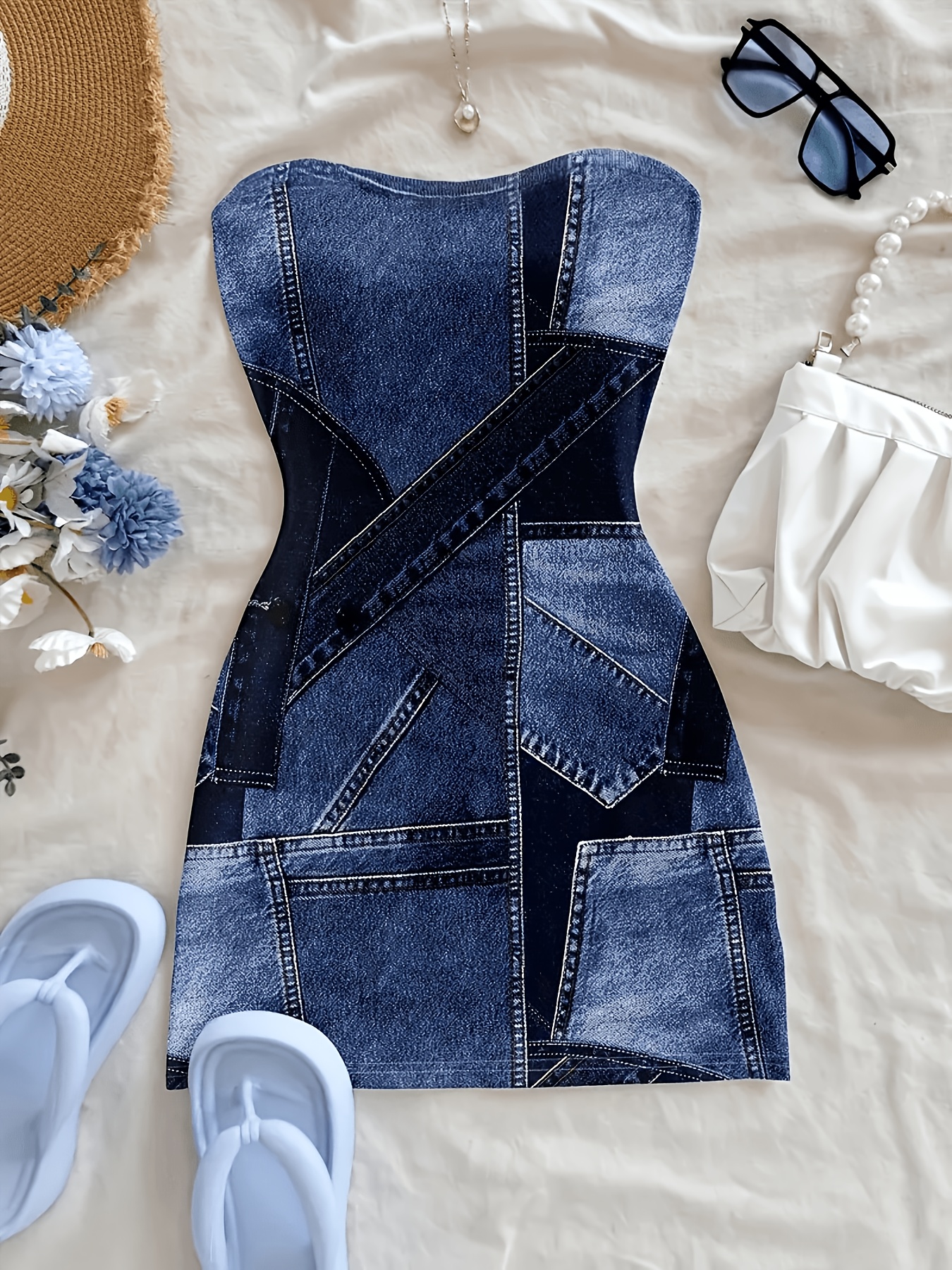 knee length dresses for ladies Roadknight Blue Denim Dress for Women Sleeveless Babydoll Button Down –  Lookbook Store main image 1