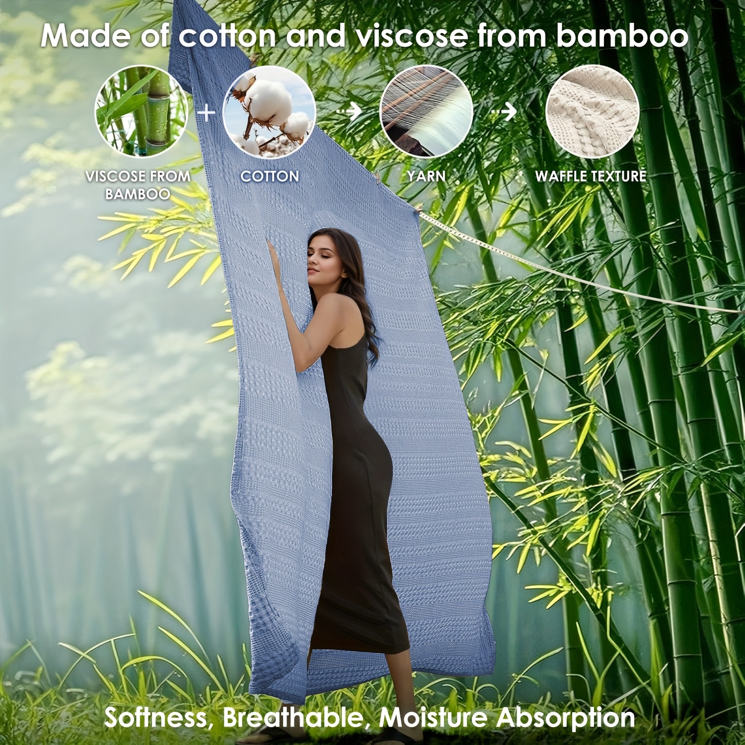 King Size Bamboo Fiber Waffle Weave Blanket 50/50 Bedspread, Pink  Soft Washed Bed Cover for Queen/King Bed, Sofa Couch