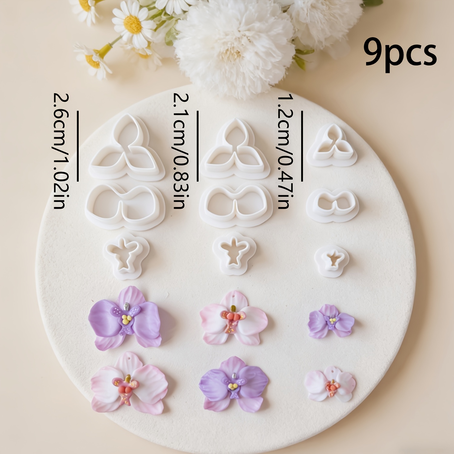 TEMU 9pcs Pastoral Style Petal Combination Pattern Polymeric Clay Cutter, Clay Molds For Wedding And Graduation Scenes - Floral-shaped Clay Cutters |