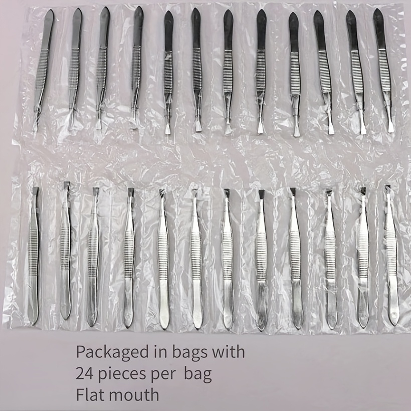 Image of 24pcs Stainless Steel Tweezers, Eyebrow Clips, Precision Hair Removal Tools For Beards And Mustaches, Odorless Slant Tip/flat Tip Eyebrow Shaping, Facial Hair Remover