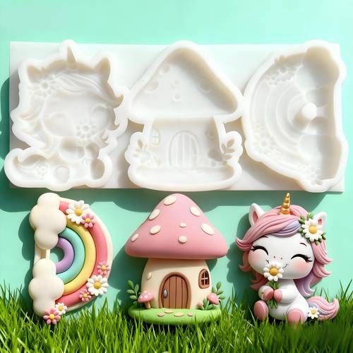 creative ow unicorn mushroom house fondant mold
