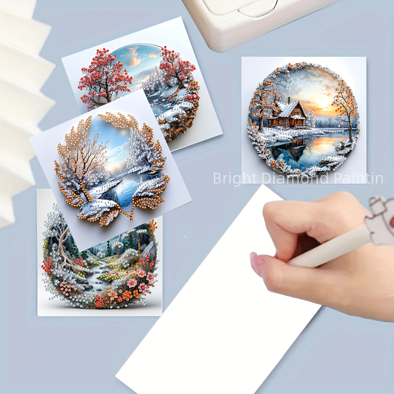 TEMU New 6pcs Diamond Painting Kit: Landscape Greeting Cards To Emotions With Words, Moment, Perfect For Gifting To , Ideal For Family Gatherings
