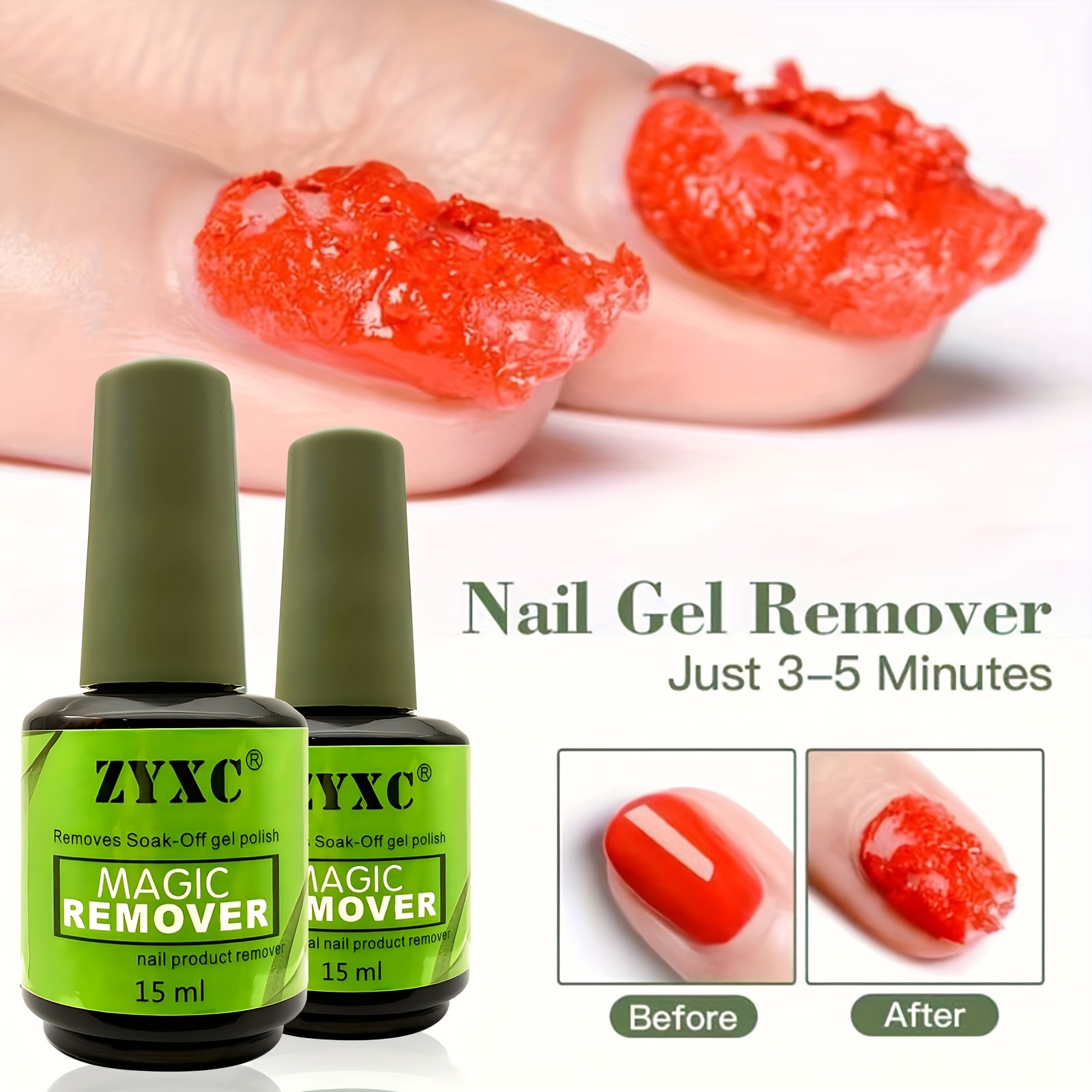TEMU 2 - Pack Magic Soak Remover, Gel Nail Polish Remover, Easy To Remove At Home, Suitable For Nail Salons And Home Use