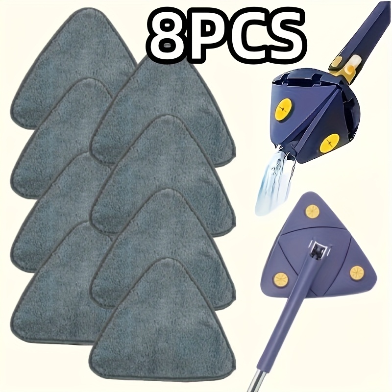 TEMU 8pcs Microfiber Triangular Mop Pads, Thickened Floor Cleaning Cloth, Washable Mop Heads, Mop Additions, Non-sticky, No-shedding, Home Cleaning