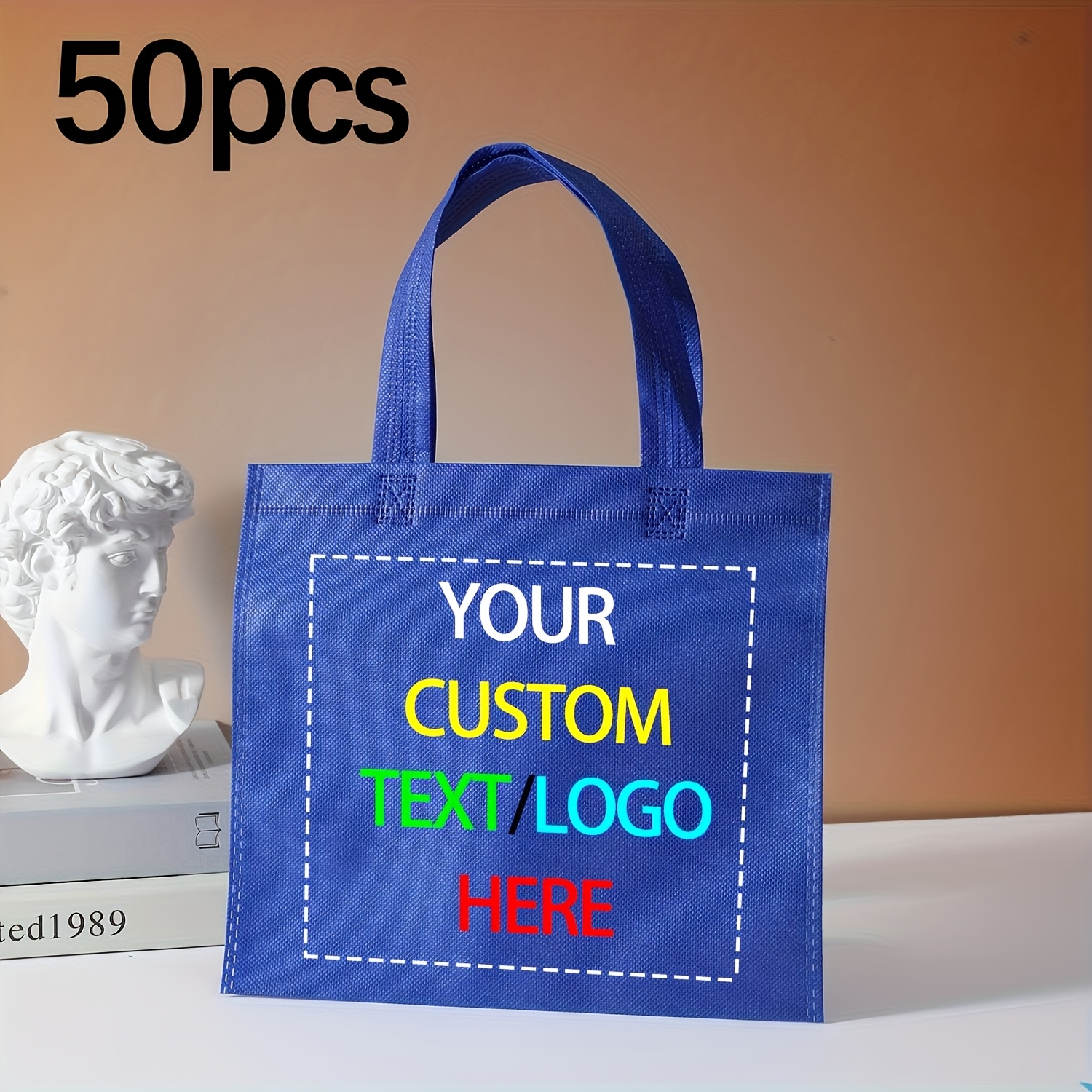 TEMU Regalo /Lui 50pz Sacchetti Regalo Monocolore Stampati , con Supporto per Testo Personalizzato e Personalizzati. Adatti per Bomboniere Nuziali,