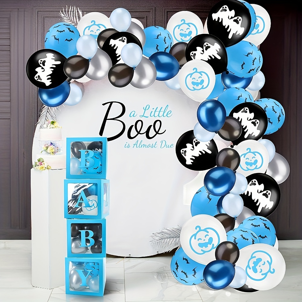 

4pcs Elegant Blue "" Letter For Gender Reveal & Shower - Easy , Paper & Pvc, Transparent With Adhesive Dots - Ideal For Birthday & Decor, Shower Decorations