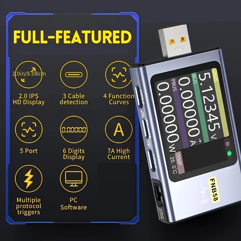 58 usb test cihazı voltmetre ampermetre type c hızlı şarj - Temu