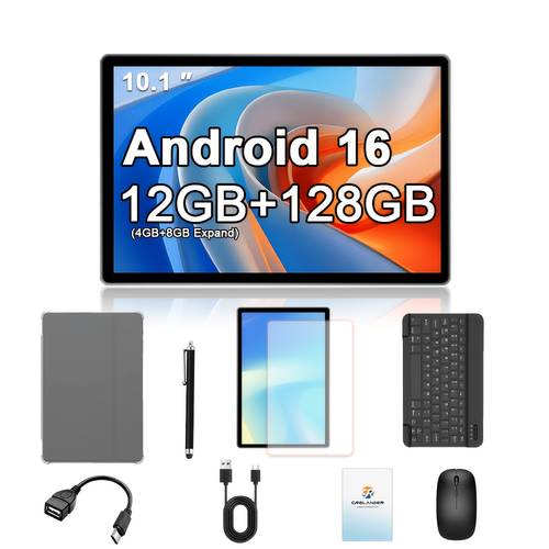 imagen del artículo nueva tablet , pantalla de 10.1 pulgadas, 12gb (4gb+8gb expandible) 128gb rom, soporta extensión de tf de 1tb, con con soporte, (teclado, ratón, lápiz óptico) , wi-fi 5g y inalámbrico, gms, tablet, pad