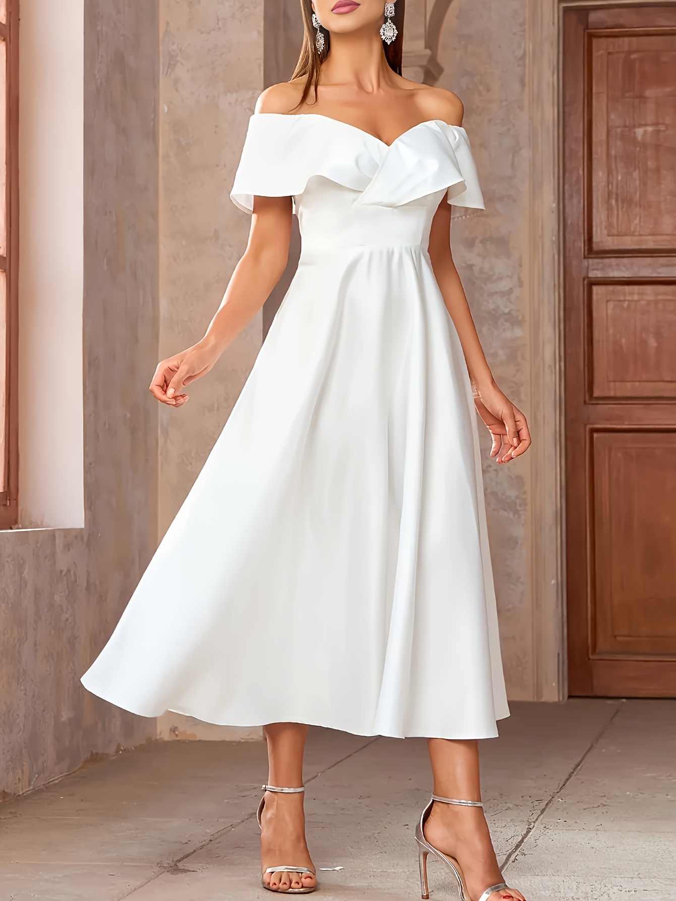 Elegant Graduation Dress Summer Elegant Shoulder Pleated White