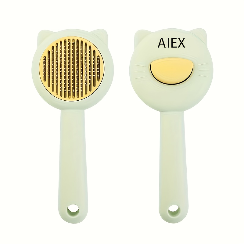 TEMU 1pc Cepillo de baño y masaje para gatos con personalizable - Peine de automatizado para mascotas para la caída del pelo, rosa y verde, material