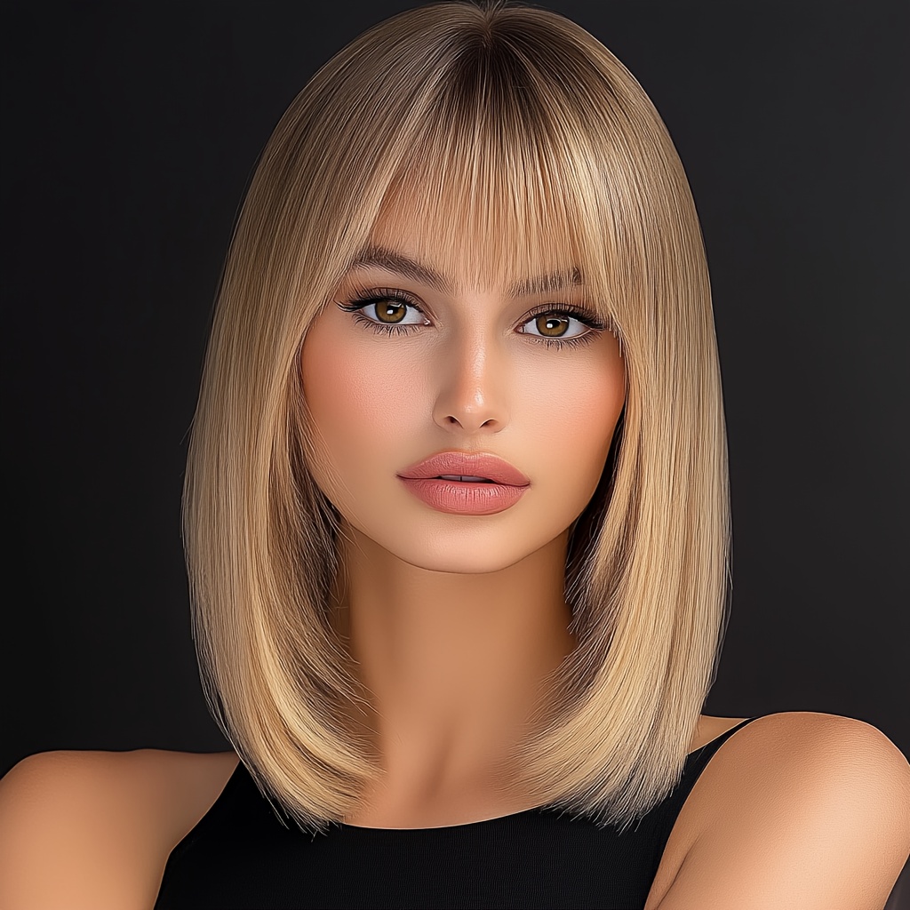 

Natural Straight Silky Blonde Medium-length Synthetic Fiber Wig, Casual And Elegant Style, For Occasions, Comfortable And Easy To Care For, 14 Inches