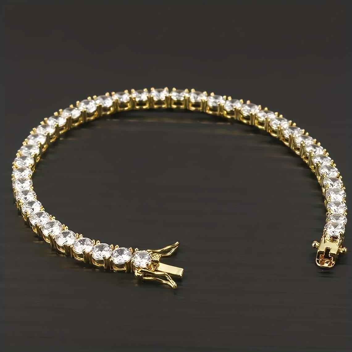 TEMU Luxury Sterling Silvery Exquisite Jewelry Elegant Tennis Chain Bracelet, 925 Women's Birthday, Anniversary, Valentine's Day Gift, Worn For Daily